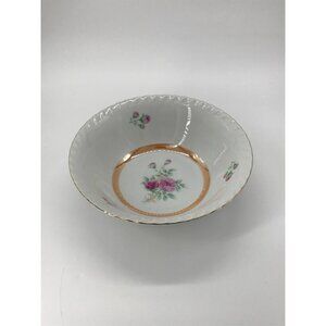 1950s Westwood Fine China Of Japan Soup Bowl Pink Roses Gold Scalloped Edge